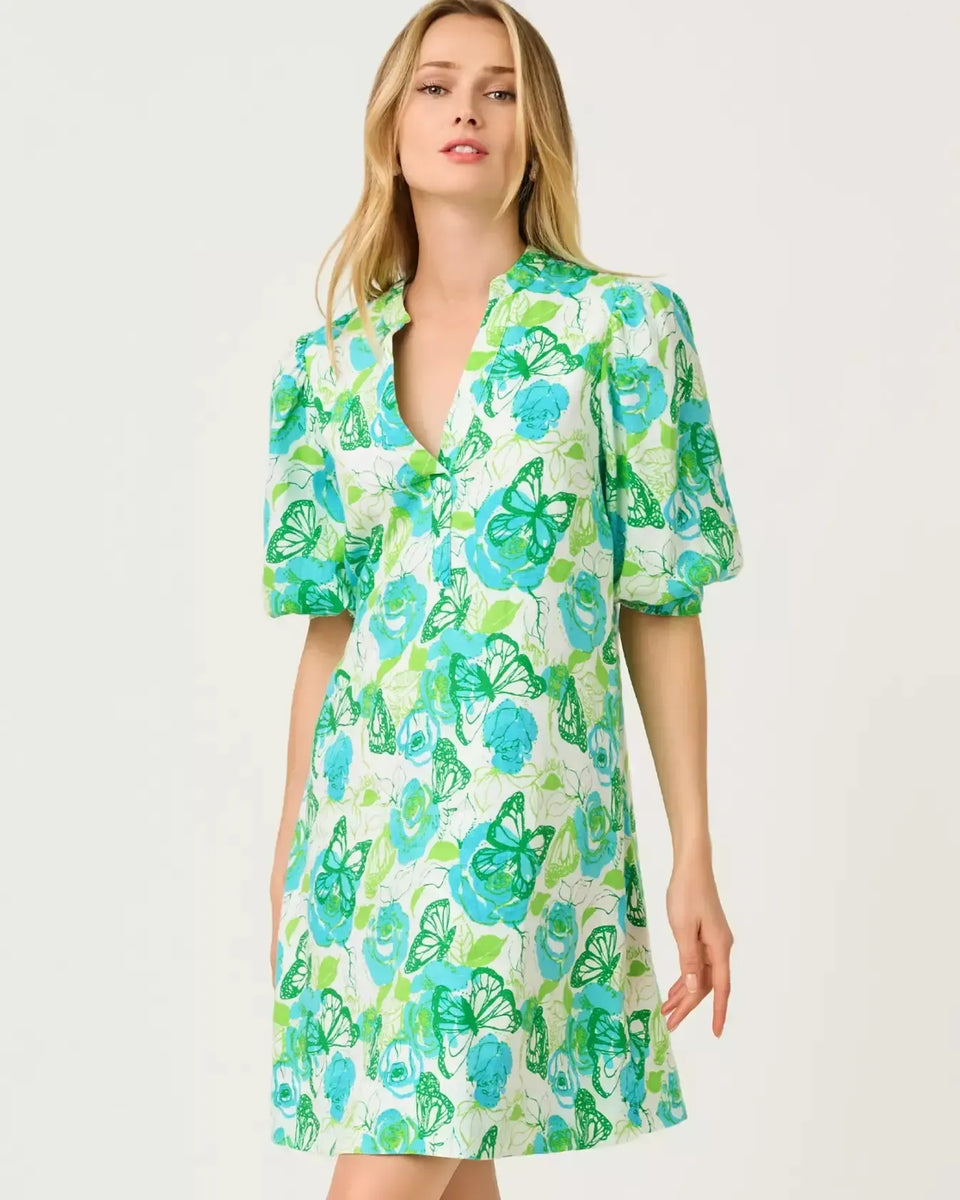 mialeigh linen dress Monarch Rose delicate cycle SIZE:10 US - 29 MX 7488 Olive Green Flower Girls