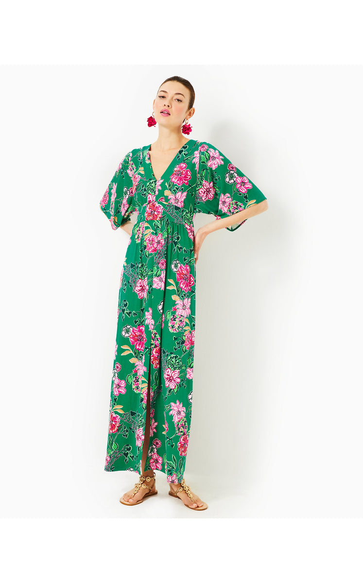 chinese dress ladies Maelle Pink Flower Embroidered Maxi Dress, XL / Pink