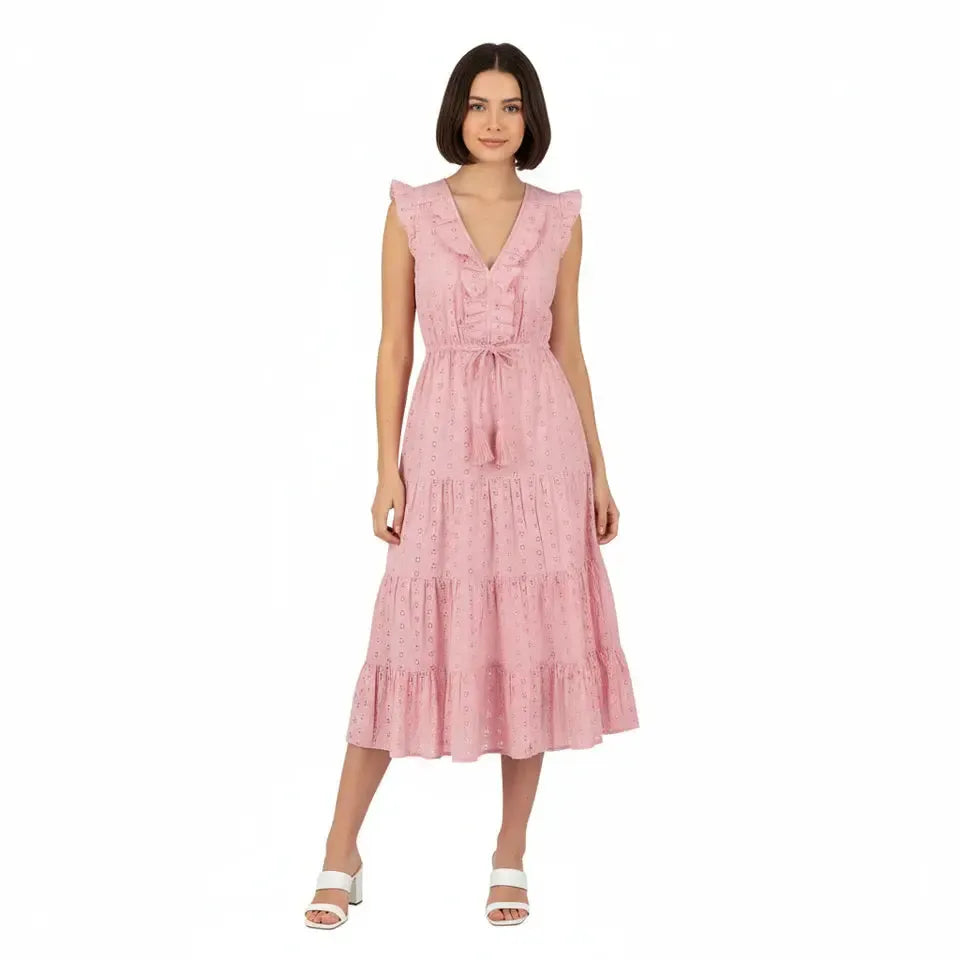 womens blush pink dress Womens Blush Pink Silk Midi Dress Petite Floral Print Long Silk Dreess Pink / L