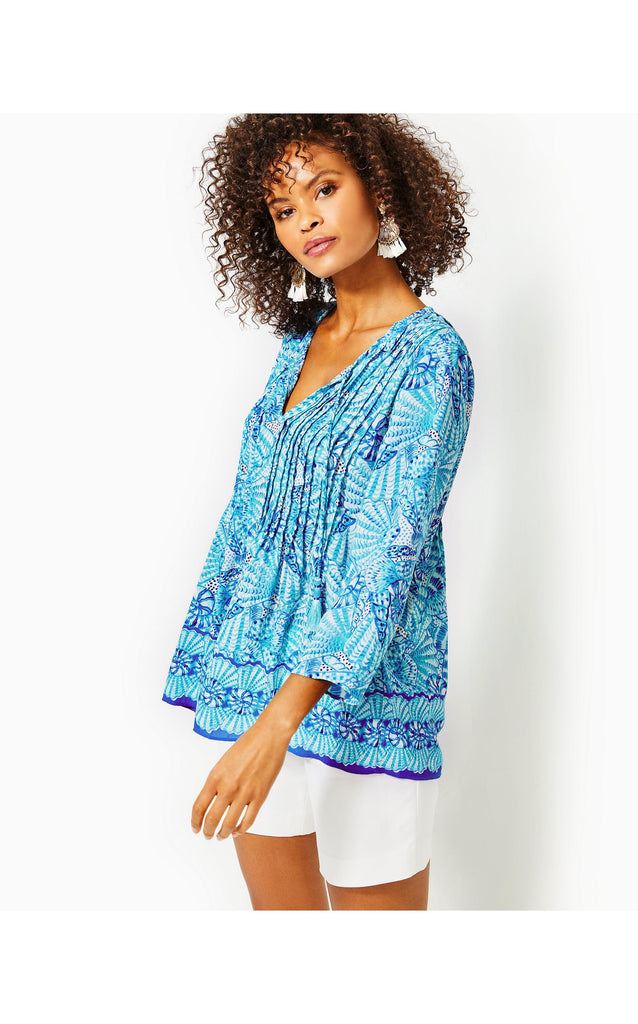 Swing Boatneck Babydoll Tunic With Cutout Twist Detail