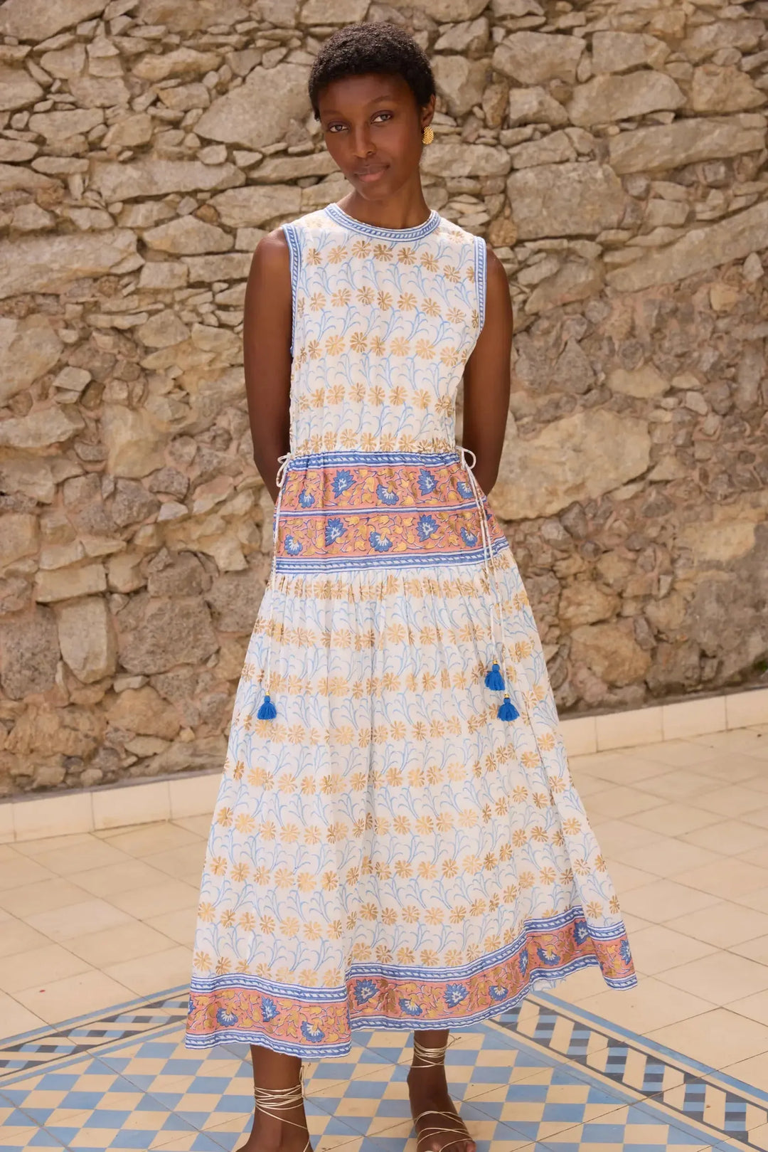 Sleeveless Piped Maxi- Geneva Blue – The Island Cabana