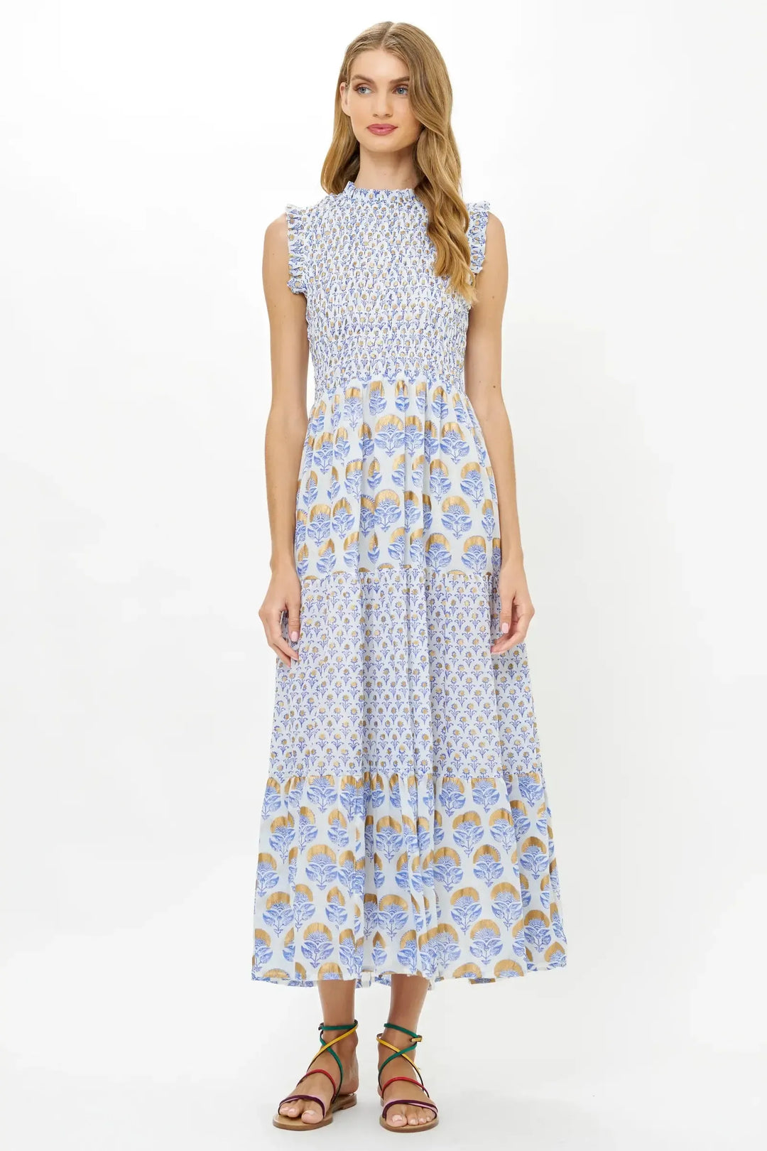 Sleeveless Smocked Maxi- Arbor Blue  The Island Cabana