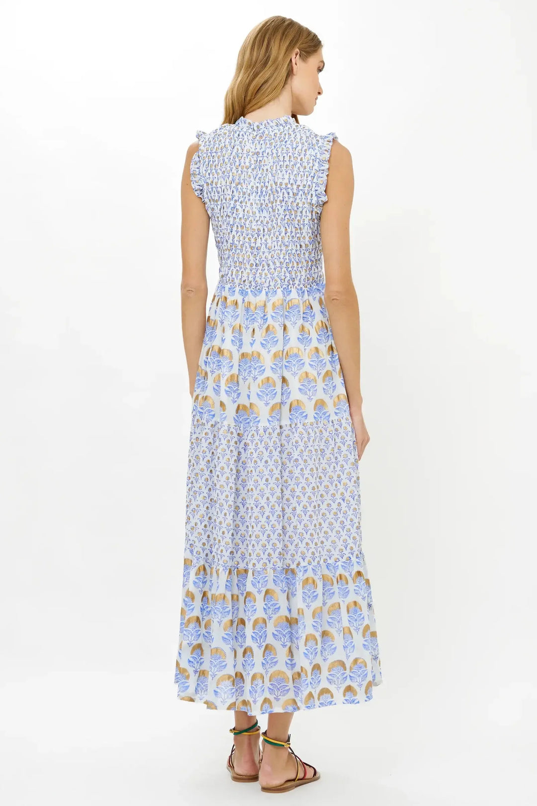 Sleeveless Smocked Maxi- Arbor Blue  The Island Cabana