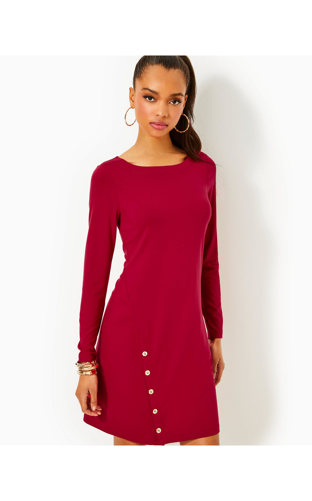 UPF 50+ Maddox Straight Dress Malbec Red – The Island Cabana