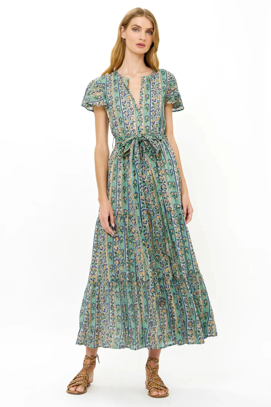 aqua maxi dress with sleeves V-Neck Maxi- Taj Aqua – The Island Cabana